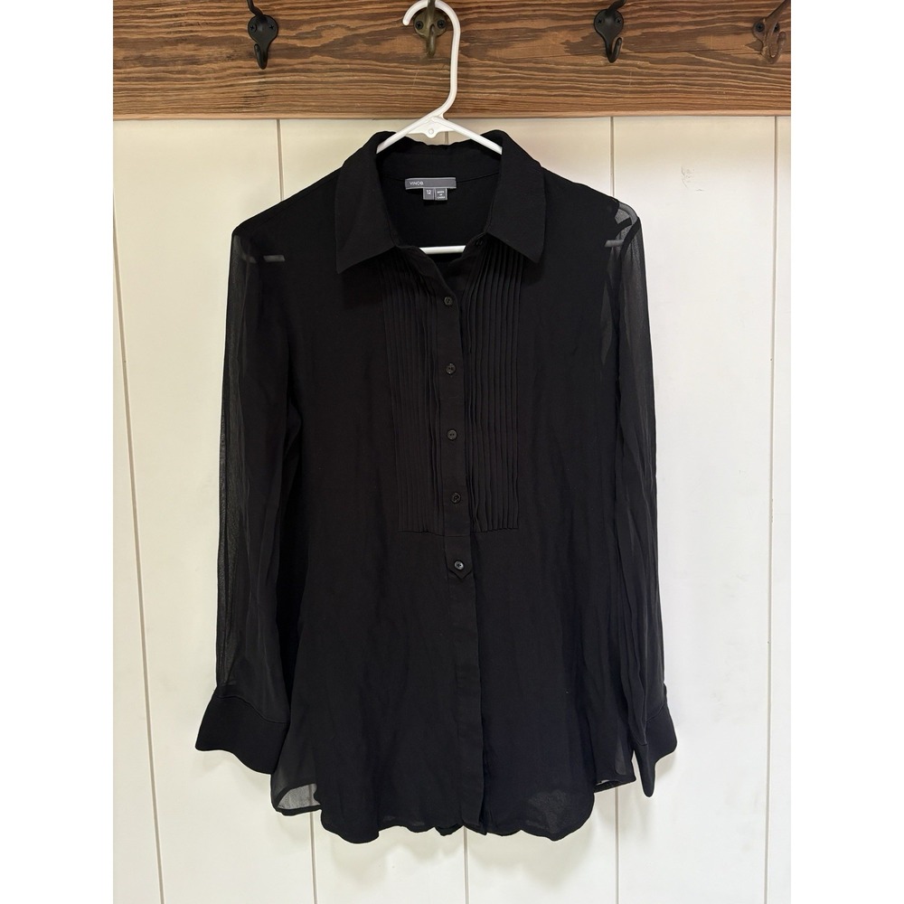 Vince Women 12 Black Silk Blend Sheer Whimsigoth Witchy Dark Academia Romantic